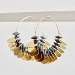 David Aubrey Brass & Black Hoop Earrings